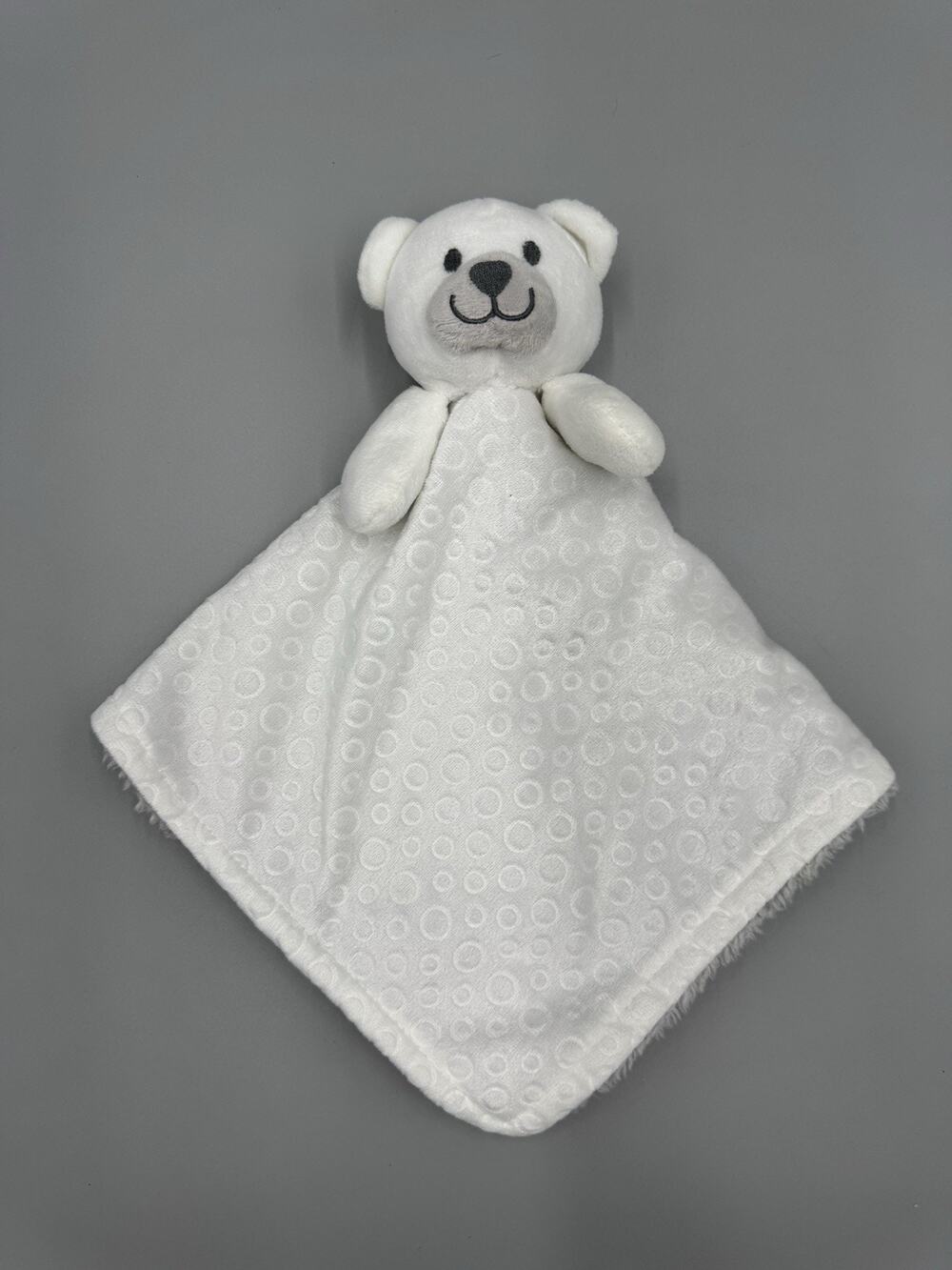 Little Beginnings Teddy Bear Lovey Baby Security Blanket White Gray